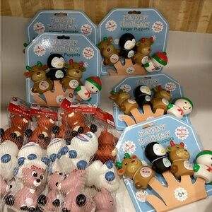Happy Holiday Finger Puppets Set — Assorted Holiday Characters (Blue Packaging)